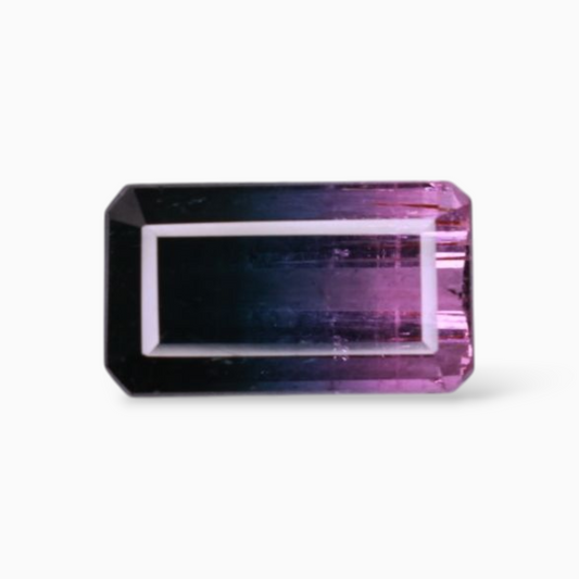 Natural Bi Color Tourmaline Stone 4.34 Carats Emerald Cut Shape & Size 12.3x7mm