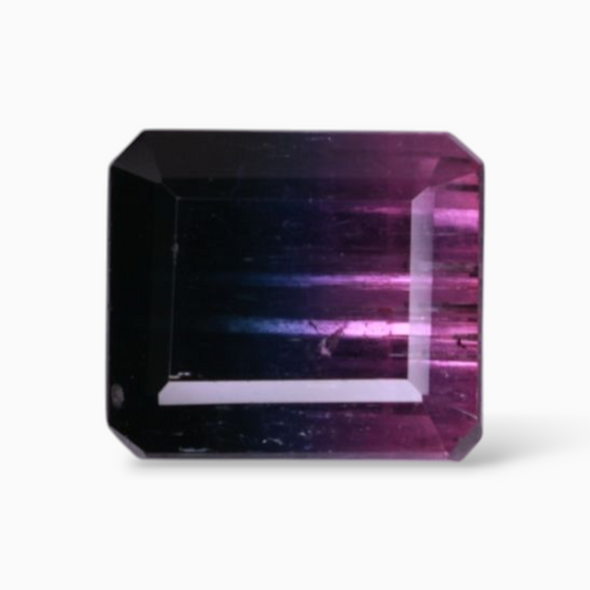 Natural Bi Color Tourmaline Stone 5.10 Carats Emerald Cut Shape & Size 9.8x8.6mm
