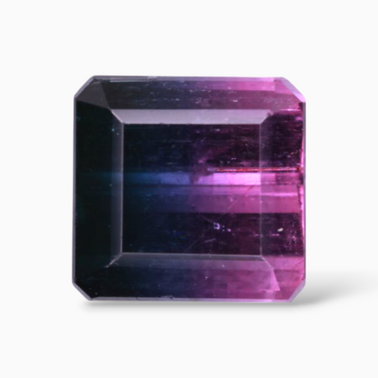 Natural Bicolor Tourmaline Stone 4.87 Carats in Emerald Cut Shape & Size 9.2x9mm