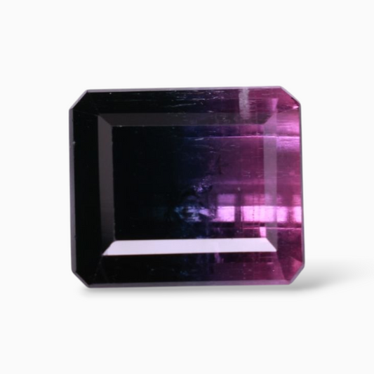 Natural Bicolor Tourmaline Stone 9.82 Carats in Emerald Cut Shape & Size 12.8x11mm