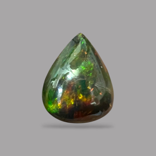 Natural Black Ethiopian Opal Stone 14.08 Carats Pear Cabochon Shape Size 22.2 x 17 x 9.7 mm