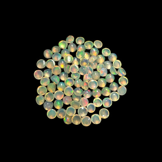 Natural White Ethiopian Opal Stone 17.53 Carats Round Cabochon Shape Size 4 mm
