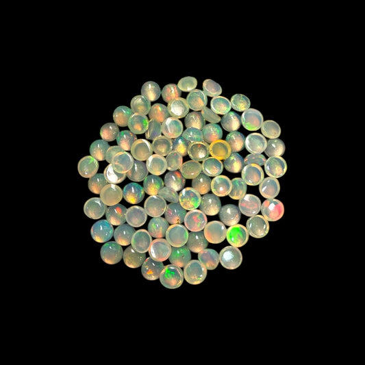 Natural White Ethiopian Opal Stone 17.59 Carats Round Cabochon Shape Size 4 mm