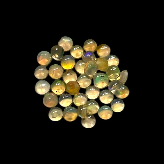 Natural Black Ethiopian Opal Stone 2.80 Carats Round Cabochon Shape Size 2.1 mm