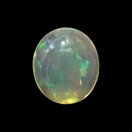 Natural Black Ethiopian Opal Stone 3.15 Carats Oval Cabochon Shape Size 11.2 x 9.7 x 6.1 mm