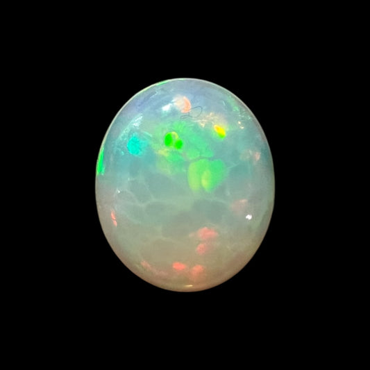 Natural Black Ethiopian Opal Stone 3.96 Carats Oval Cabochon Shape Size 15.2 x 12.5 x 4.8 mm