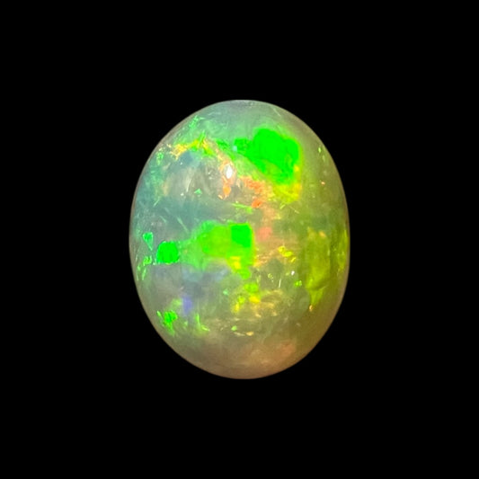 Natural Black Ethiopian Opal Stone 4.19 Carats Oval Cabochon Shape Size 13.4 x 10.5 x 6.1 mm