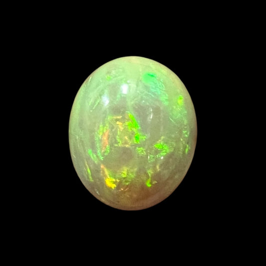 Natural Black Ethiopian Opal Stone 4.89 Carats Oval Cabochon Shape Size 13.2 x 10.9 x 7.1 mm
