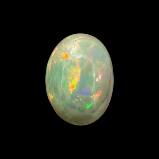 Natural Black Ethiopian Opal Stone 5.89 Carats Oval Cabochon Shape Size 15 x 11.2 x 7.5 mm