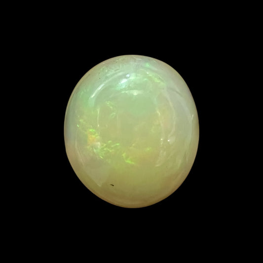 Natural Black Ethiopian Opal Stone 6.65 Carats Oval Cabochon Shape Size 15.2 x 13.3 x 7.7 mm