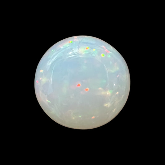 Natural Black Ethiopian Opal Stone 8.58 Carats Round Cabochon Shape Size 15 x 7 mm