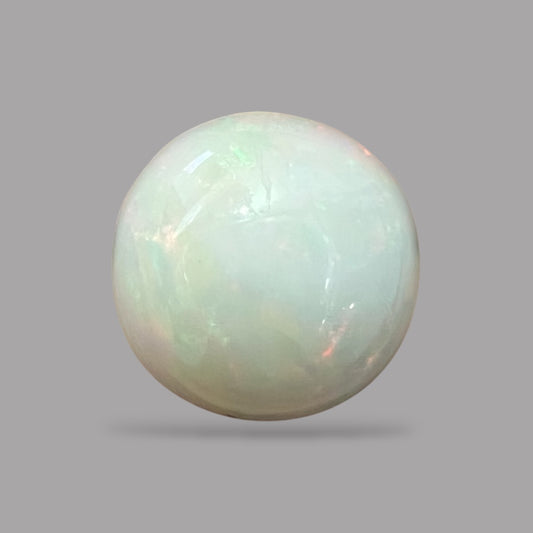 Natural Black Ethiopian Opal Stone 9.56 Carats Round Cabochon Shape Size 15 x 8.7 mm