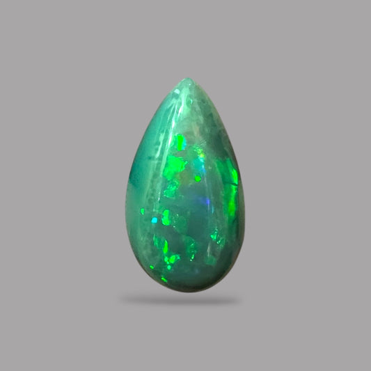 Natural Black Ethiopian Opal Stone 9.68 Carats Pear Cabochon Shape Size 23 x 13.2 x 7.9 mm