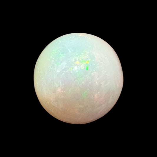 Natural Black Ethiopian Opal Stone 9.73 Carats Round Cabochon Shape Size 14.5 x 10 mm