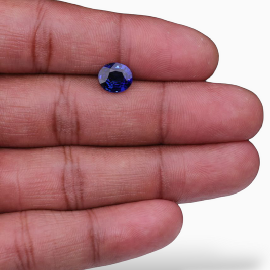 Natural Blue Sapphire Stone 2.56 Carats Oval Shape 9.03x7.83x4.22mm Size Certified By IDL