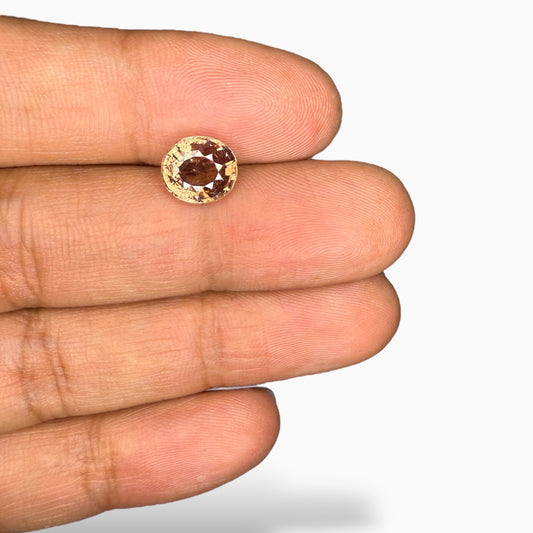 Natural Brownish Pink Zircon Stone Oval 3.66 Carats 8.8 x 7.8 mm