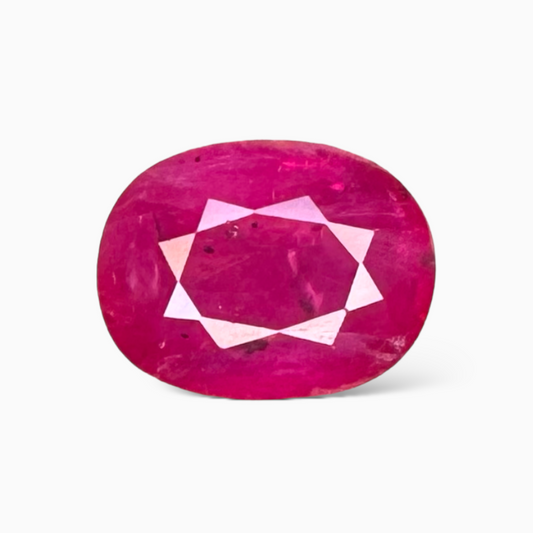 Natural Burmese Ruby Manik Stone Oval Cut 5.28 Carats , 11.54x8.88x5.21mm From Burma