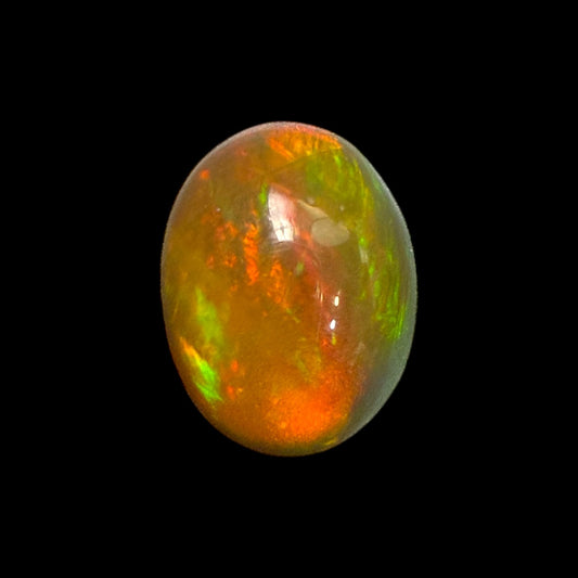 Natural DarkOrange Ethiopian Opal Stone 1.07 Carats Oval Cabochon Shape 9 x 7 mm
