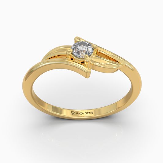 Lilah - Grace Curved Leaf Motif Moissanite Solitaire Ring in 18K Solid Gold