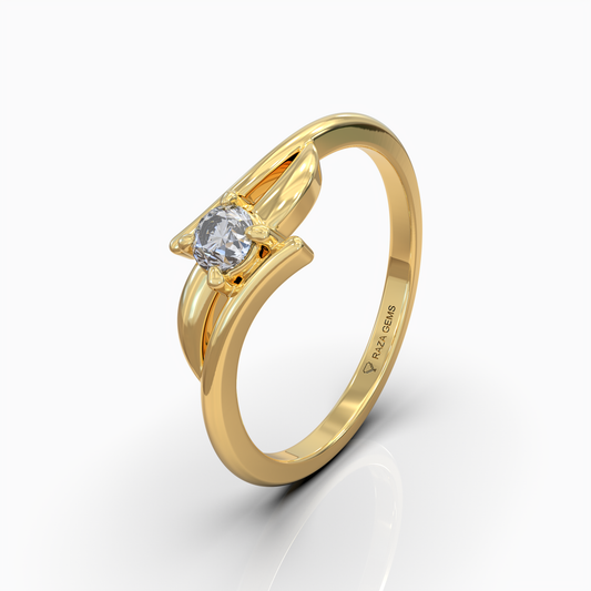 Lilah - Grace Curved Leaf Motif Moissanite Solitaire Ring in 18K Solid Gold