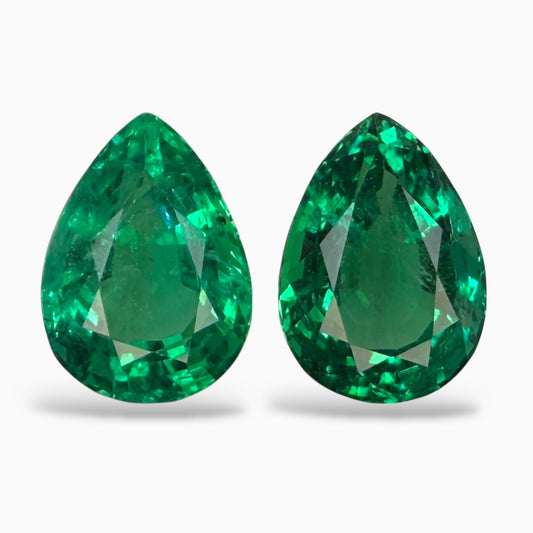 Natural Emerald Stone Pear Pair For Earrings 6.37 Carats