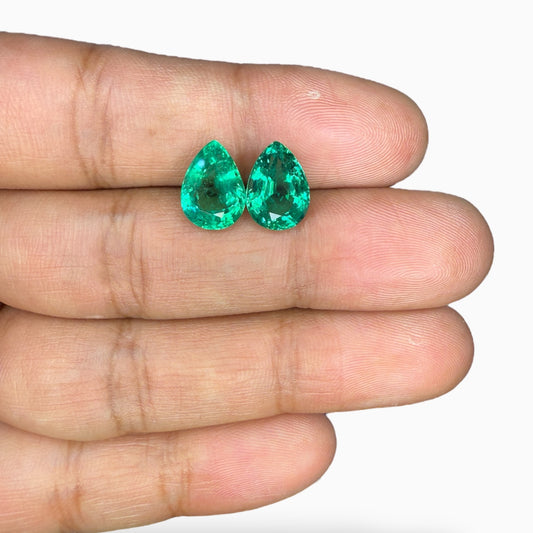 Natural Emerald Stone Pear Pair For Earrings 6.37 Carats