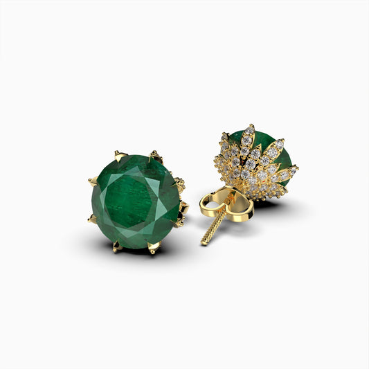 Natural Zambian Emerald Stud Earrings - Skylar