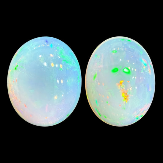 Natural Etopian Opal Oval Cabochon Pair 19.13 Carats