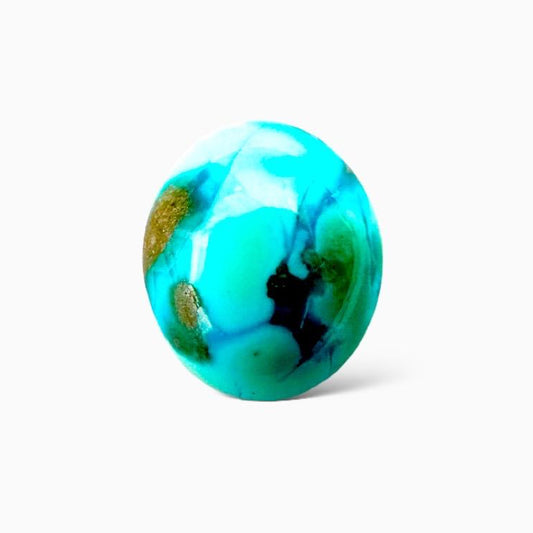 Natural Turquoise 5.85 Carats Oval Cabochon Shape (12x10.5mm)