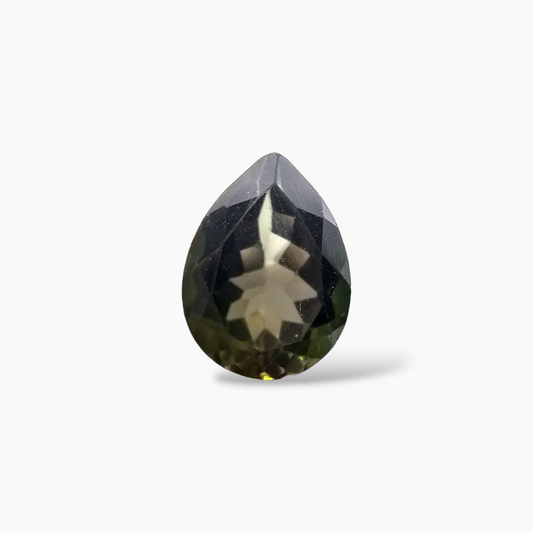 Natural Green Tourmaline Gemstone in Pear Cut with 3.34 Carats Weight