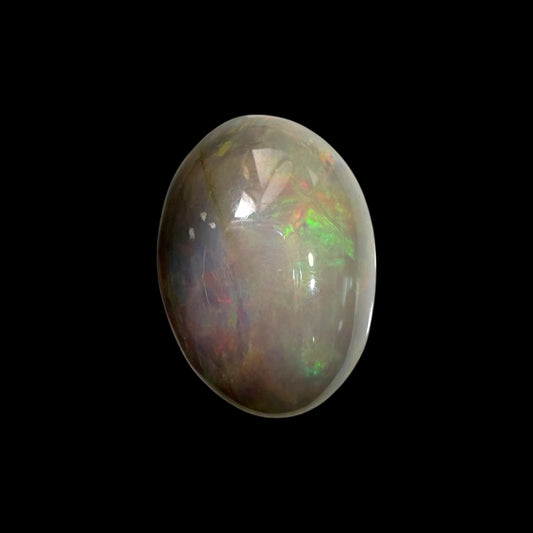 Natural Grey Ethiopian Opal Stone 23.17 Carats Oval Cabochon Shape 25.2 x 18.2 x 9.3 mm