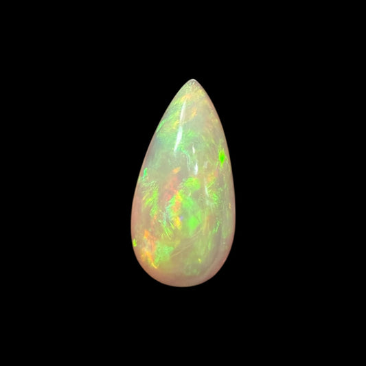 Natural LightYellow Ethiopian Opal Stone 3.64 Carats Pear Cabochon Shape 17.5 x 8.8 x 5.6 mm