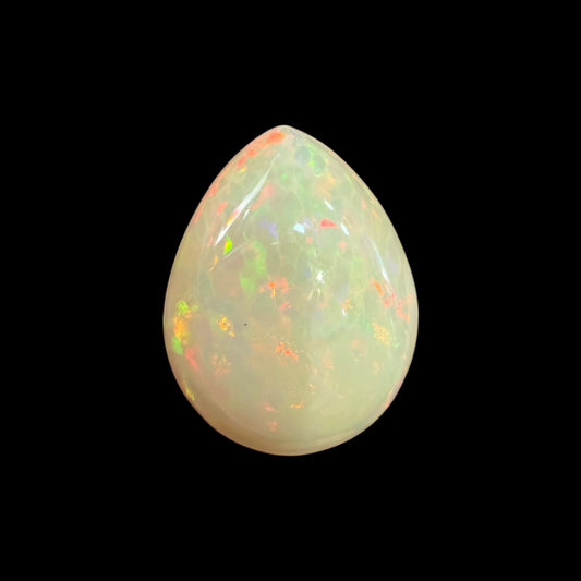 Natural LightYellow Ethiopian Opal Stone 31.79 Carats Pear Cabochon Shape 27.2 x 21.5 x 11.5 mm