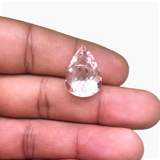 Natural Peach Morganite Stone 11.72 Carats Pear Cut (18x12.5 mm)