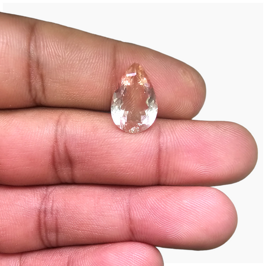 Natural Peach Morganite Stone 4.84 Carats Pear Cut (15x10 mm)