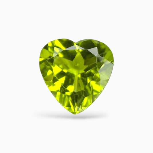 Natural Peridot Heart Stone 1.22 Carats 7.1 X 7.2 mm