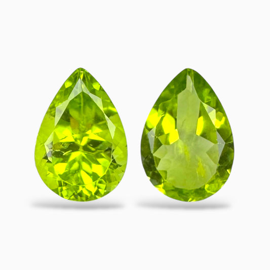 Natural Peridot Pear Stone Pair For Earrings 3.49 Carats 10 X 7 mm