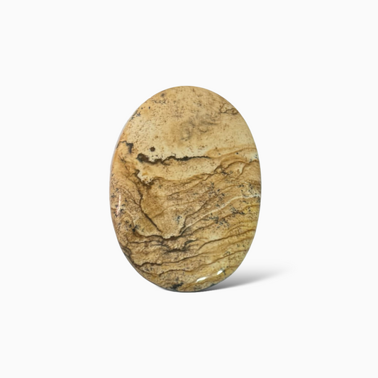 Natural Picture Jasper Stone 122.40 Carats Oval Cabochon Shape (65x45x5.5 mm )