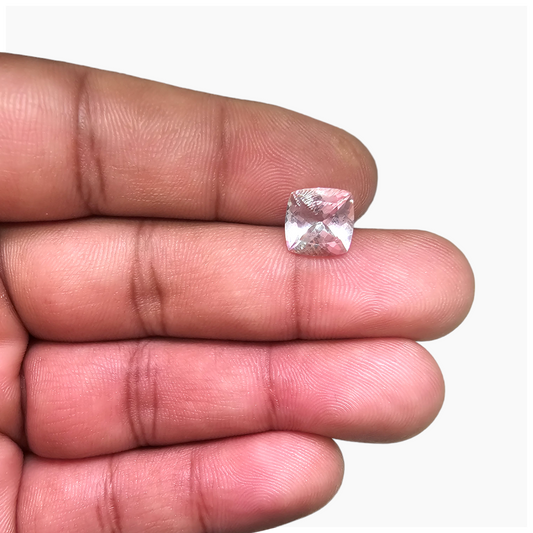 Natural Pink Morganite Stone 2.85 Carats Cushion Cut (9 mm)