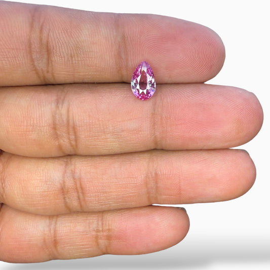 Natural Pink Sapphire 1.50 Carats in Pear Shape & 9.44x5.92x3.13mm Size