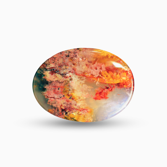 Natural Orange Plume Agate Stone Oval (Aqeeq)