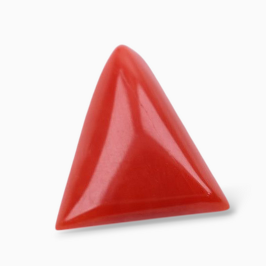 Natural Red Coral Stone For Sale 3.20 Carats Triangle Shape Size 11.3mm