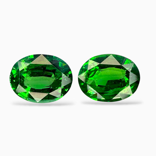 Natural Tsavorite Pair 4.01 Carats Oval Cut 8.5x6.5 mm Certified From IDL