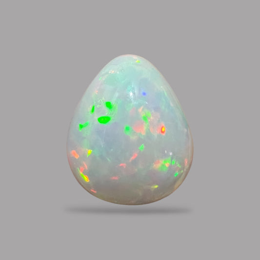 Natural White Color Ethiopian Opal Stone 26.05 Carats Pear Cabochon Shape 22.6 x 18.8 x 12 mm