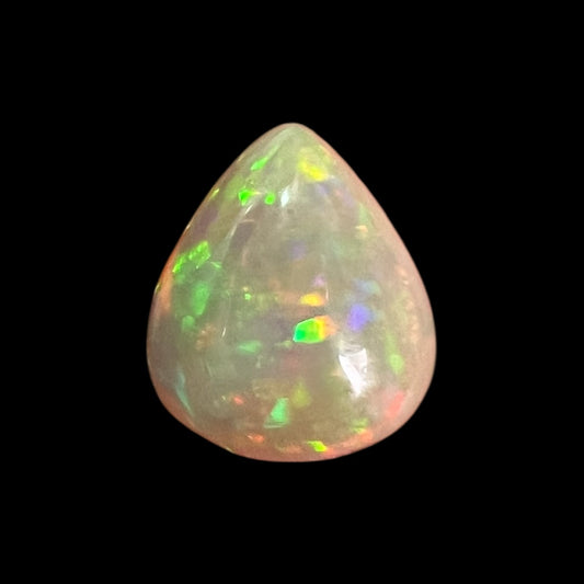 Natural White Color Ethiopian Opal Stone 4.81 Carats Pear Cabochon Shape 14.1 x 11.9 x 6.5 mm