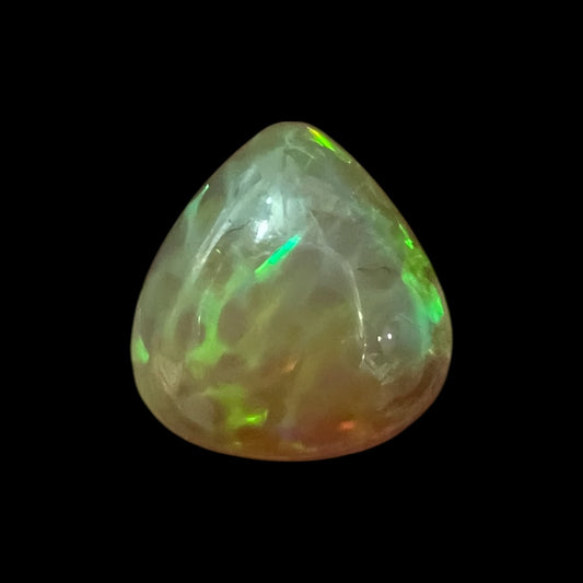 Natural White Color Ethiopian Opal Stone 5.21 Carats Pear Cabochon Shape 12.9 x 12.3 x 7.4 mm