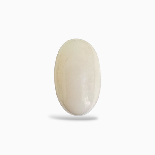 Natural White Coral Oval Cabochon (Moonga Stone)13.87 Carats 17.4 X 10.7 mm