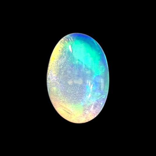 Natural White Ethiopian Opal Stone 0.32 Carats Oval Cabochon Shape 6.1 x 4.3 mm