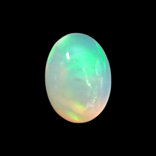 Natural White Ethiopian Opal Stone 0.58 Carats Oval Cabochon Shape 7.1 x 5.2 mm