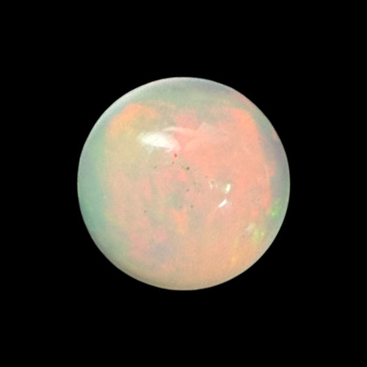 Natural White Ethiopian Opal Stone 0.58 Carats Round Cabochon Shape Size 6 mm